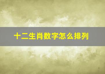 十二生肖数字怎么排列