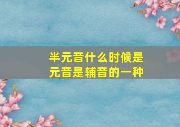 半元音什么时候是元音是辅音的一种