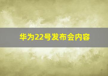 华为22号发布会内容