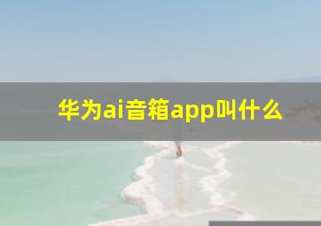 华为ai音箱app叫什么