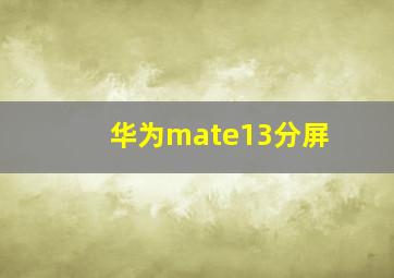 华为mate13分屏