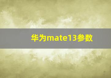 华为mate13参数