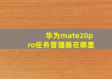 华为mate20pro任务管理器在哪里