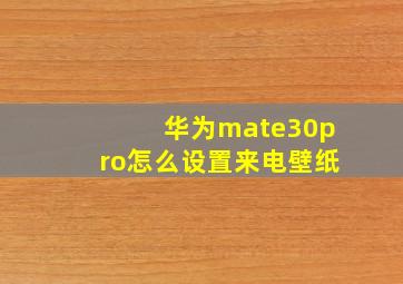 华为mate30pro怎么设置来电壁纸