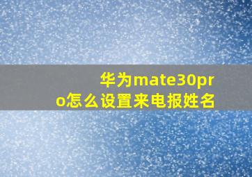 华为mate30pro怎么设置来电报姓名