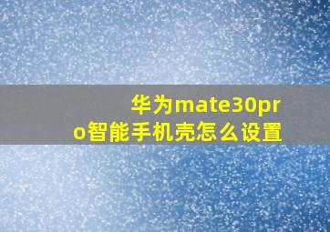 华为mate30pro智能手机壳怎么设置