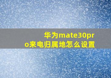 华为mate30pro来电归属地怎么设置