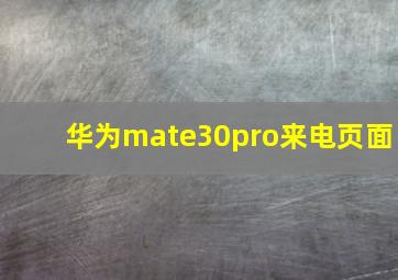 华为mate30pro来电页面