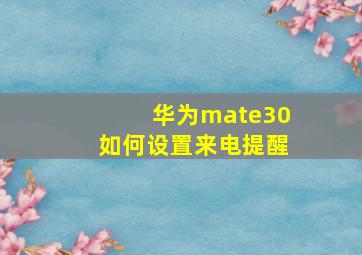 华为mate30如何设置来电提醒