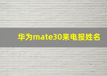 华为mate30来电报姓名