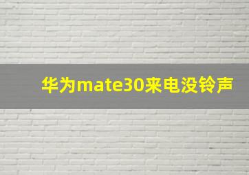 华为mate30来电没铃声