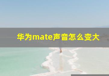 华为mate声音怎么变大