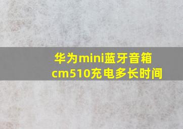 华为mini蓝牙音箱cm510充电多长时间