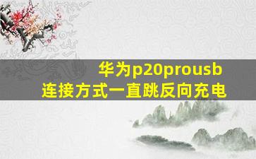 华为p20prousb连接方式一直跳反向充电