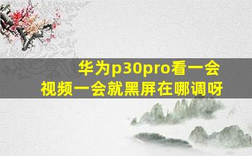 华为p30pro看一会视频一会就黑屏在哪调呀