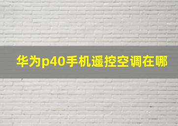 华为p40手机遥控空调在哪