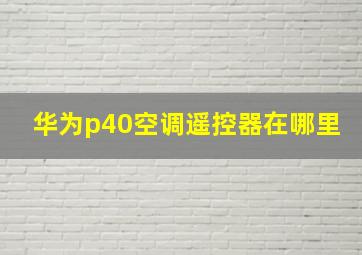 华为p40空调遥控器在哪里