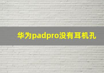 华为padpro没有耳机孔