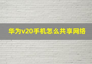 华为v20手机怎么共享网络