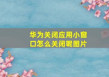 华为关闭应用小窗口怎么关闭呢图片