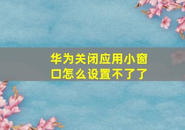 华为关闭应用小窗口怎么设置不了了