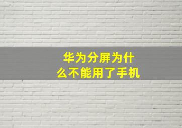 华为分屏为什么不能用了手机