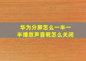 华为分屏怎么一半一半播放声音呢怎么关闭