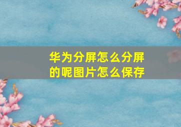 华为分屏怎么分屏的呢图片怎么保存