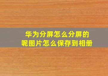 华为分屏怎么分屏的呢图片怎么保存到相册