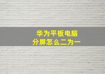 华为平板电脑分屏怎么二为一