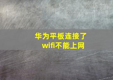 华为平板连接了wifi不能上网