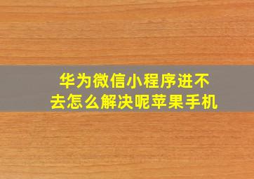 华为微信小程序进不去怎么解决呢苹果手机