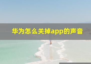 华为怎么关掉app的声音