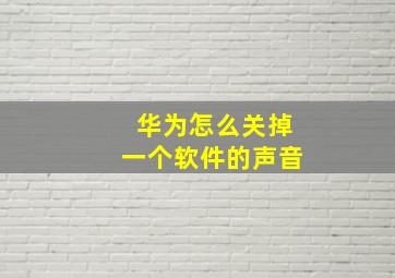 华为怎么关掉一个软件的声音