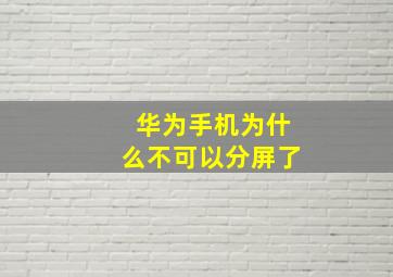 华为手机为什么不可以分屏了