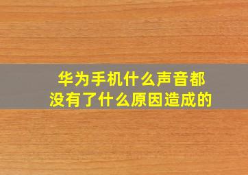 华为手机什么声音都没有了什么原因造成的