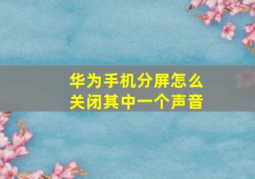 华为手机分屏怎么关闭其中一个声音