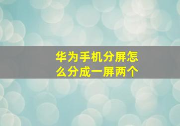 华为手机分屏怎么分成一屏两个