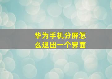 华为手机分屏怎么退出一个界面