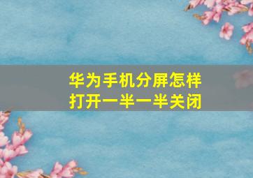 华为手机分屏怎样打开一半一半关闭