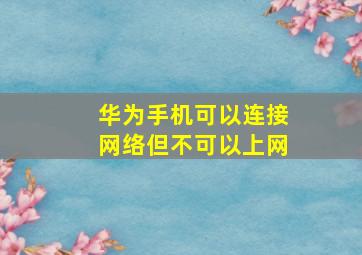 华为手机可以连接网络但不可以上网