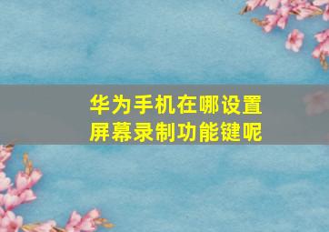 华为手机在哪设置屏幕录制功能键呢