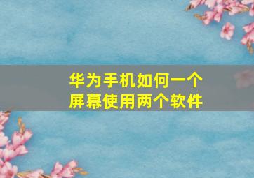 华为手机如何一个屏幕使用两个软件