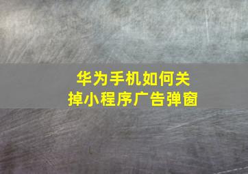 华为手机如何关掉小程序广告弹窗