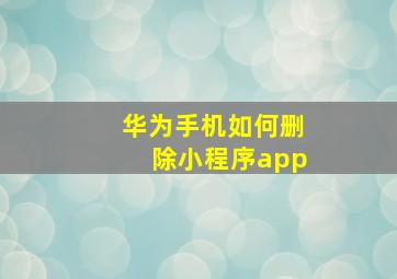 华为手机如何删除小程序app