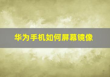 华为手机如何屏幕镜像