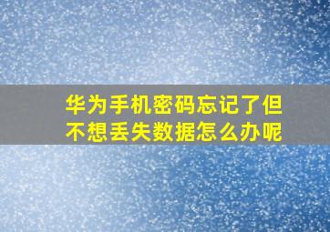 华为手机密码忘记了但不想丢失数据怎么办呢