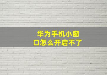 华为手机小窗口怎么开启不了