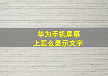 华为手机屏幕上怎么显示文字