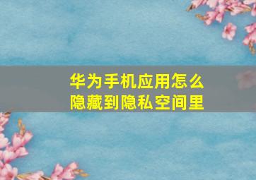 华为手机应用怎么隐藏到隐私空间里